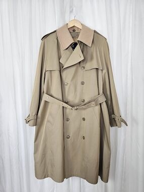 Misty Harbor Men's Double-Breasted Trench Coat in Tan-Khaki with Wool Lining 42